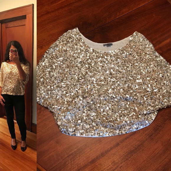 sequin batwing top